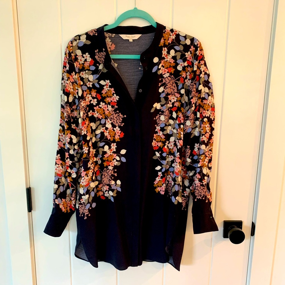 Part two floral navy tunic - size 38